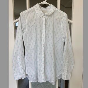 Garnet Hill organic pima cotton button-up printed shirt Size 4 NWOT